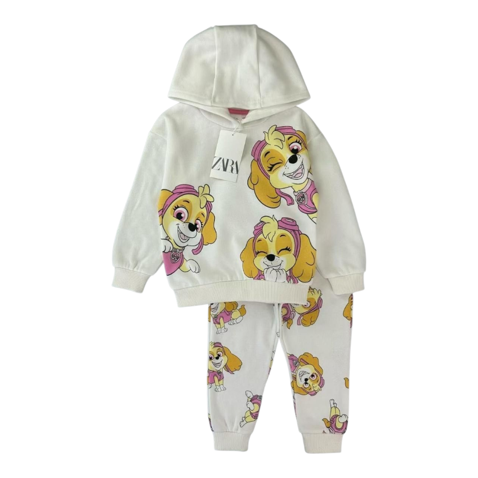 Paw Patrol 2 Pc Fleece Lined Pull over Hoodie And Pants Set - Skye