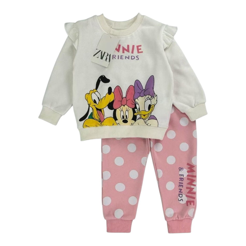 2 Pc Fleece Lined Sweatshirt And Pants Set - Minnie & Friends