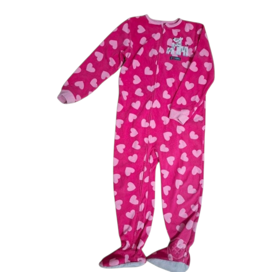 Fleece Zip up Footed Sleeper - Hearts