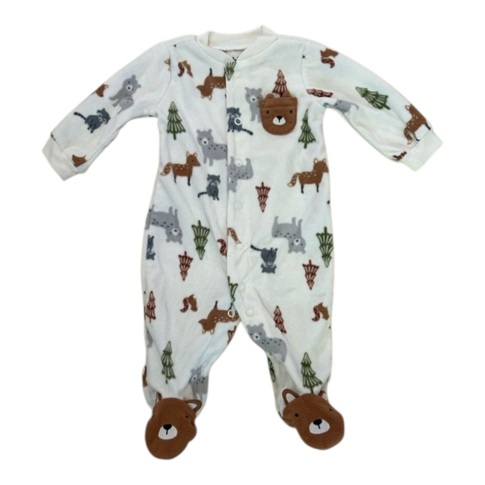 Fleece Button Down Footed Sleeper - Forest