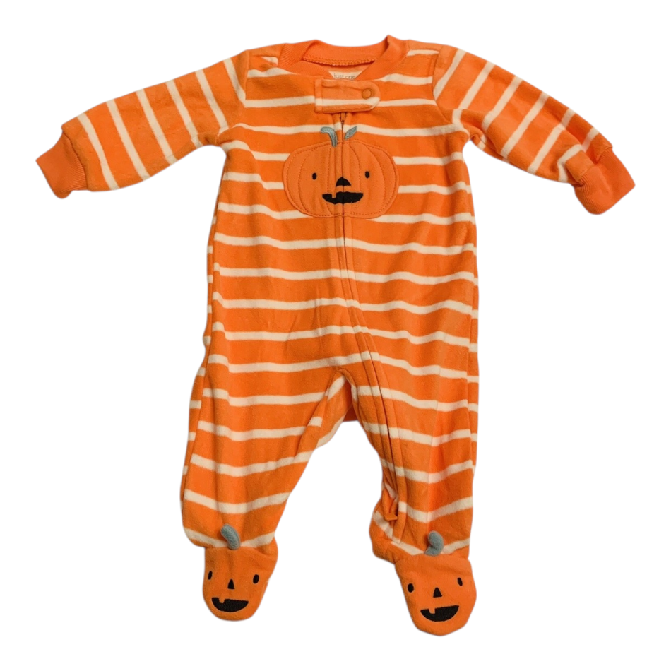 Fleece Zip up Footed Sleeper - Pumpkin