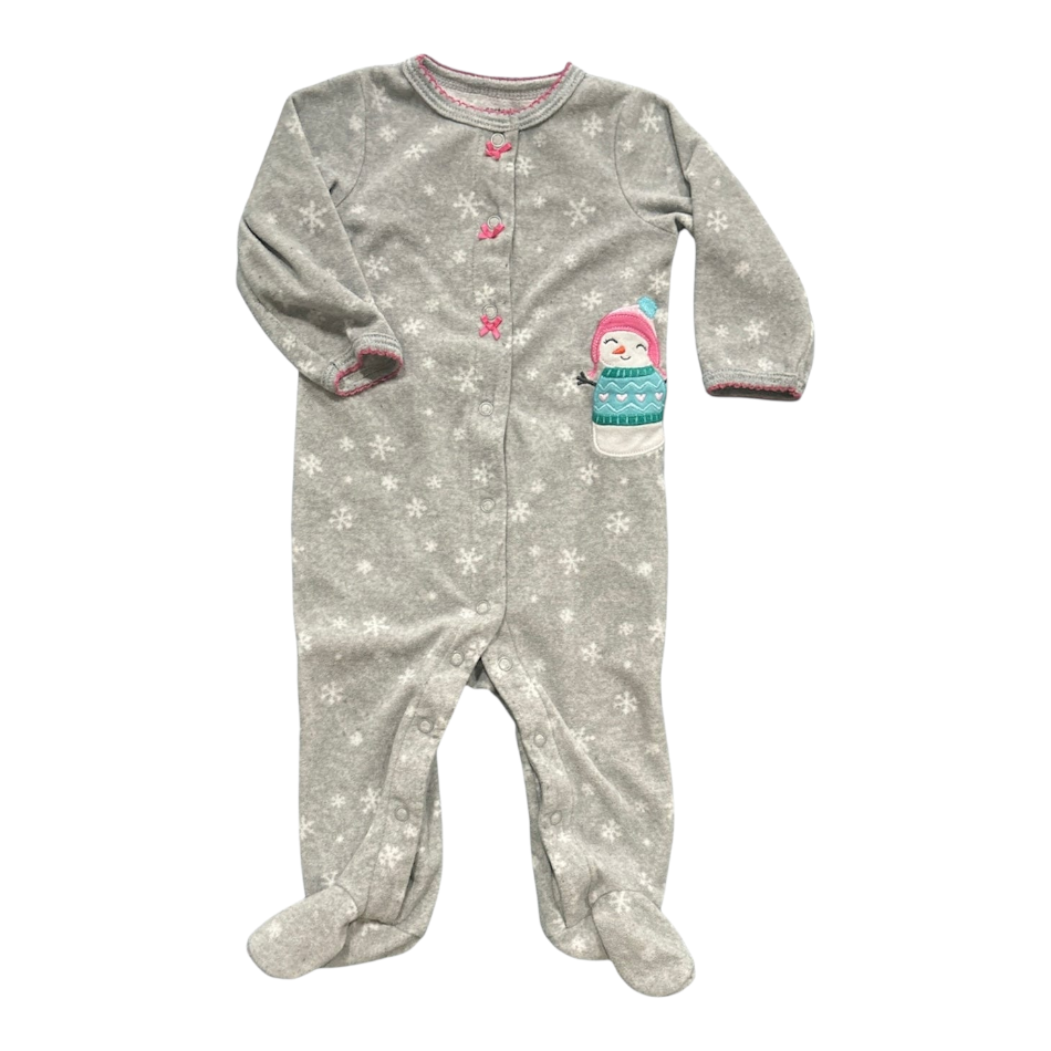 Fleece Button Down Footed Sleeper - Snowflakes