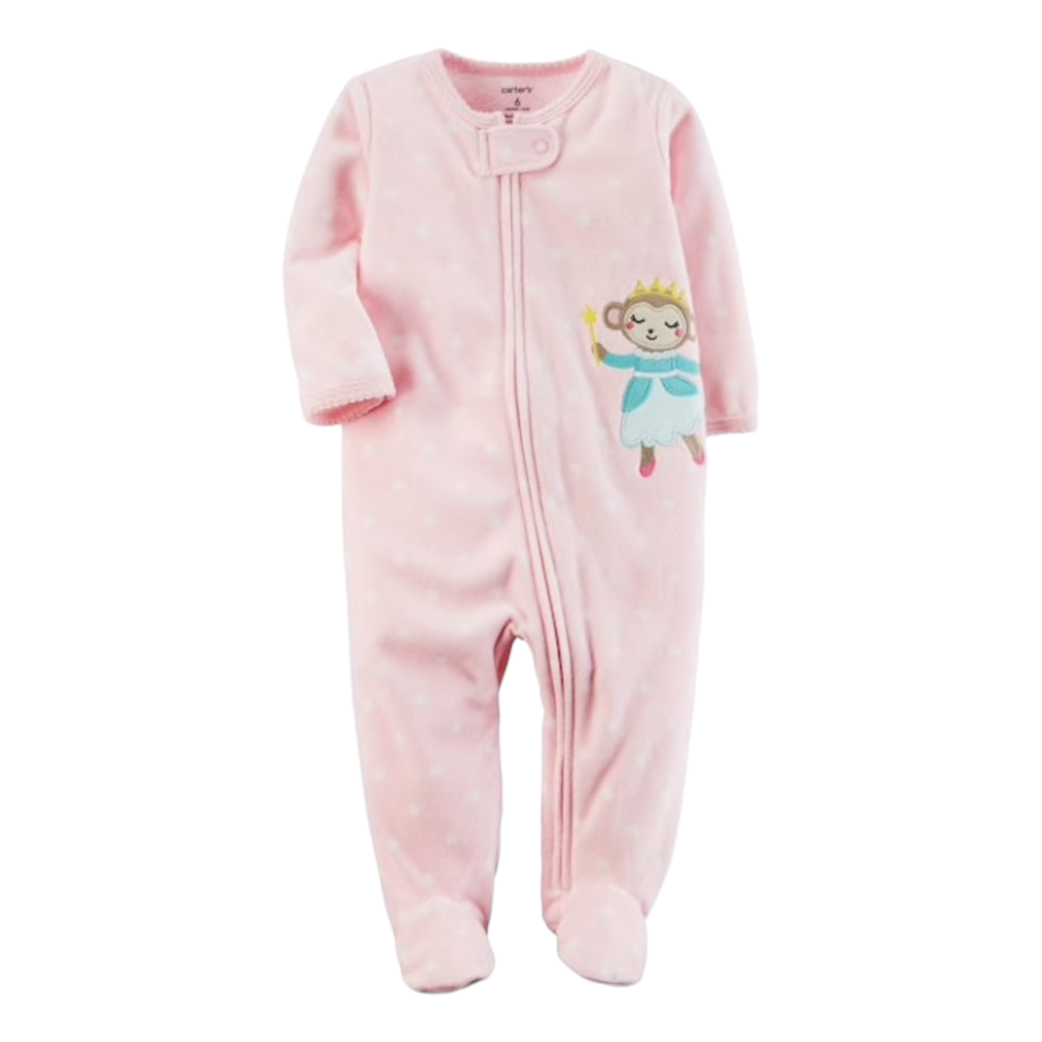Fleece Zip up Footed Sleeper - Monkey