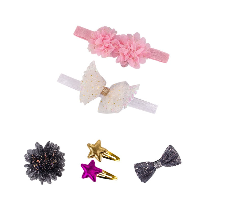Bebe Comfort 6 pc Headband & Clip Set - Flower, Bow and Butterfly