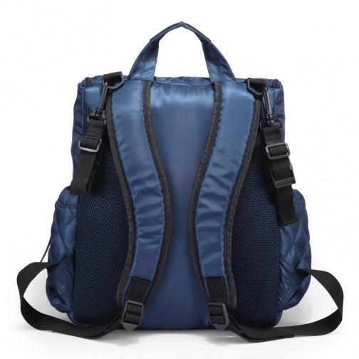 Mes Enfants Quilted Backpack Diaper Bag - Navy Blue