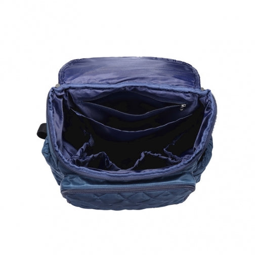 Mes Enfants Quilted Backpack Diaper Bag - Navy Blue
