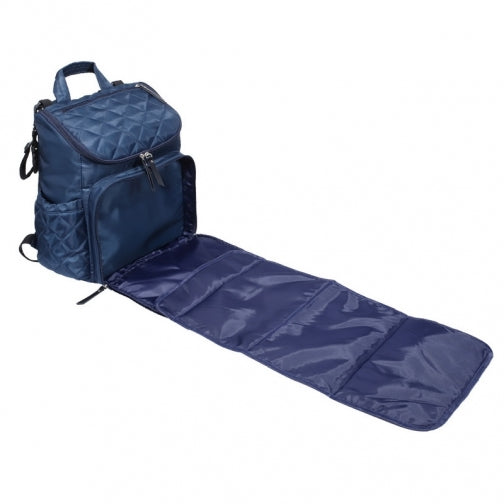 Mes Enfants Quilted Backpack Diaper Bag - Navy Blue