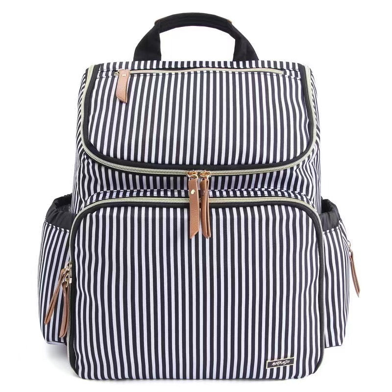 Mes Enfants Backpack Diaper Bag - Black Stripes