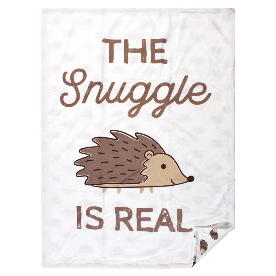 Hudson Baby Reversible Mink Blanket - Hedgehog