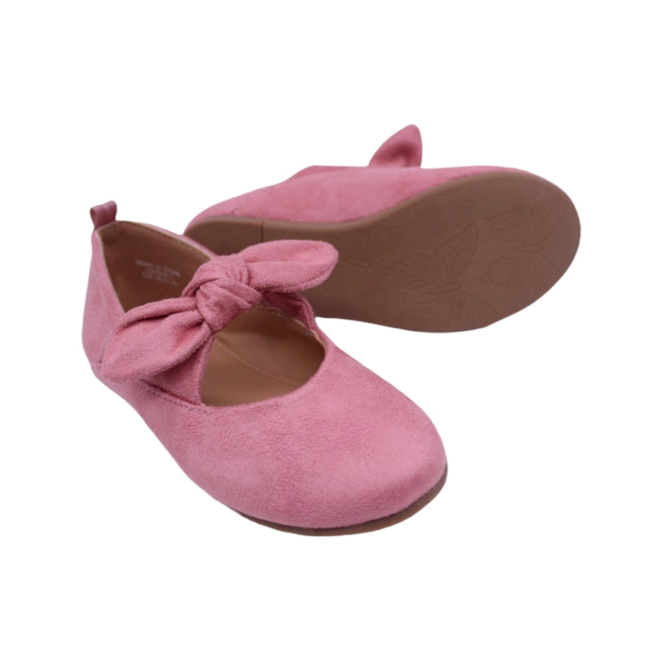 Pink Suede Slip On Shoes with Knot Detail - Walking Sole