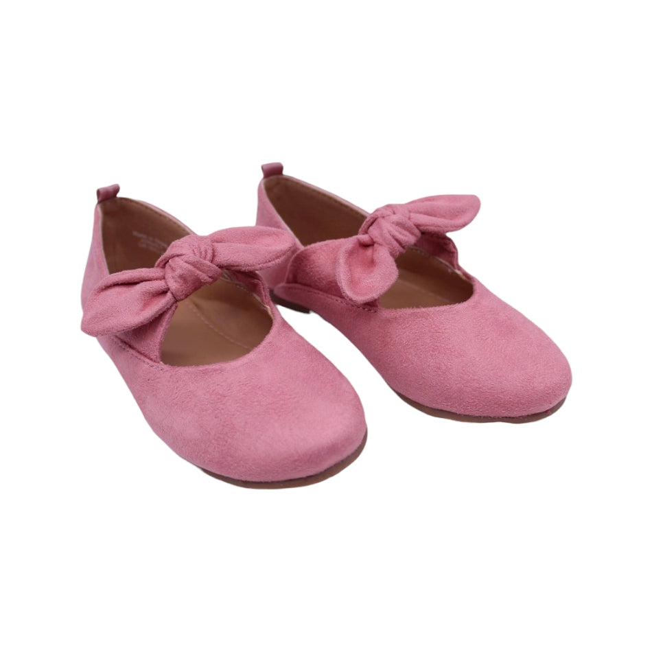 Pink Suede Slip On Shoes with Knot Detail - Walking Sole