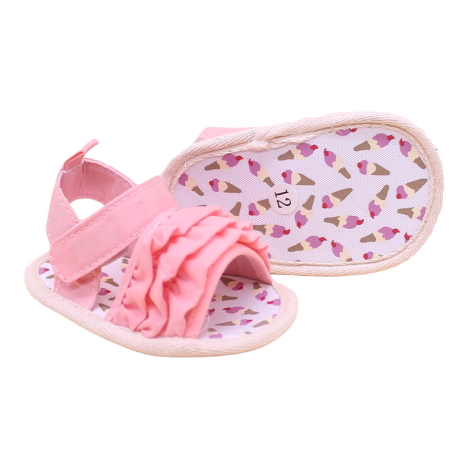 Ruffle Sandals with Velcro Tab - Prewalker