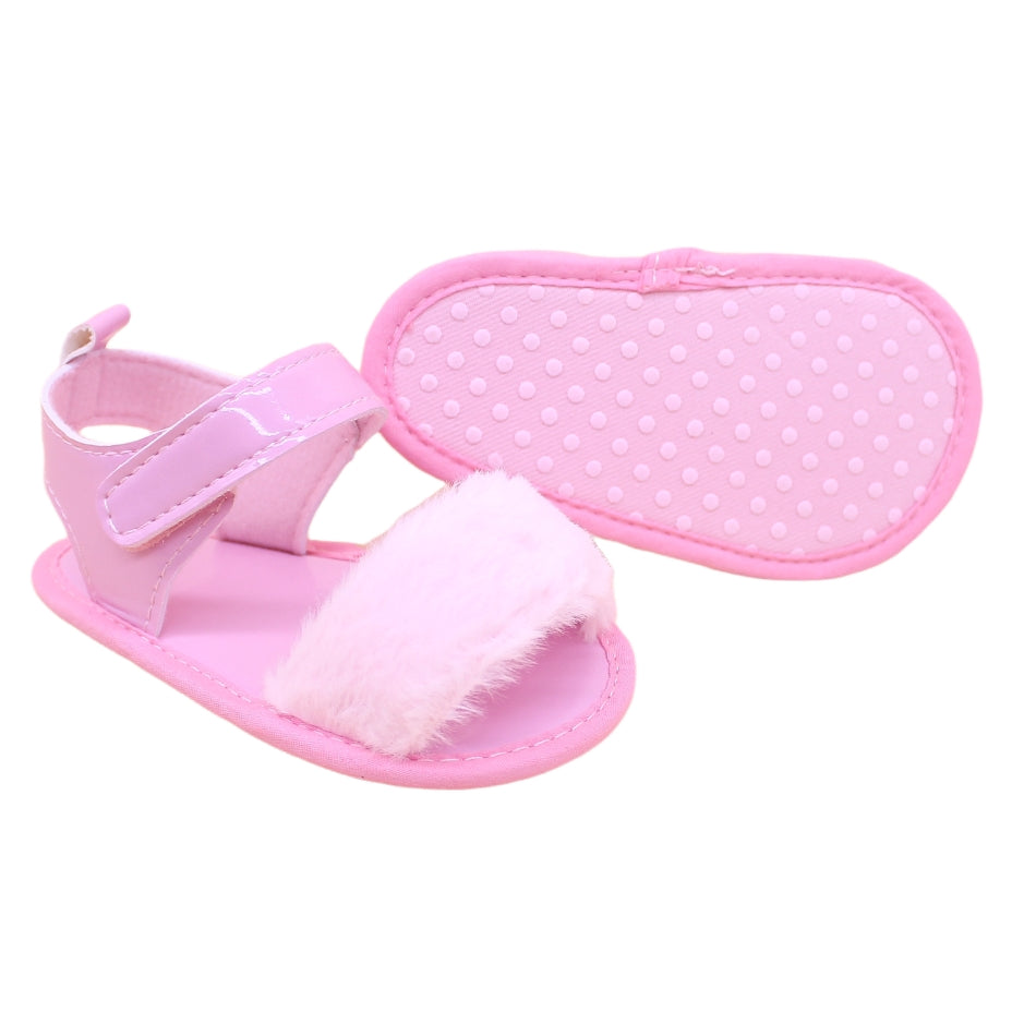 Slip On Sandals with Velcro Tab "Faux Fur" - Prewalker