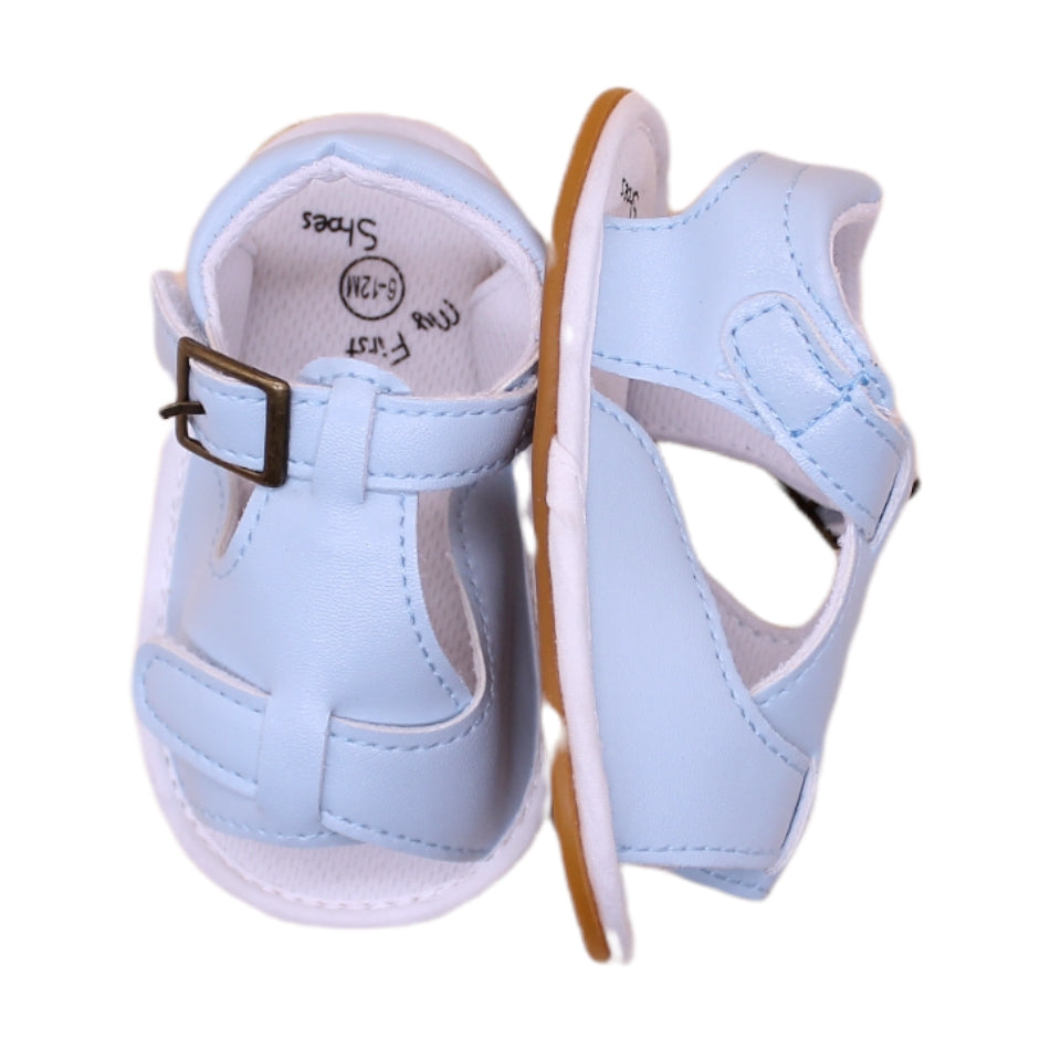 Sandals with Velcro Tab (Light Blue) - Walking Sole