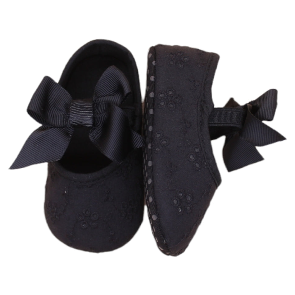 Slip On Bow Shoes (Black) - Prewalker