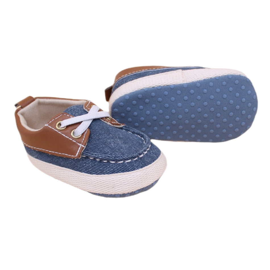 Canvas Slip On Sneakers (Blue & Brown) - Prewalker