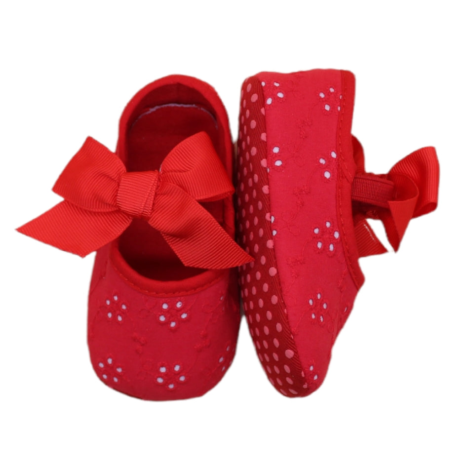 Slip On Bow Shoes (Red) - Prewalker