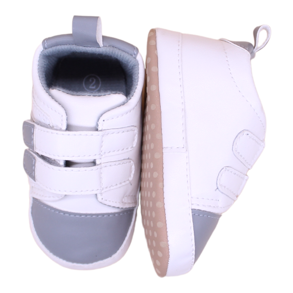 Slip On Sneakers (White/Grey) - Prewalker