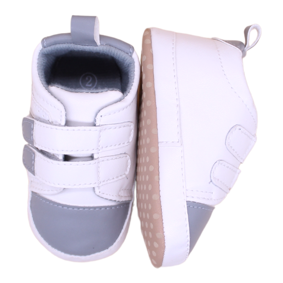 Slip On Sneakers (White/Grey) - Prewalker