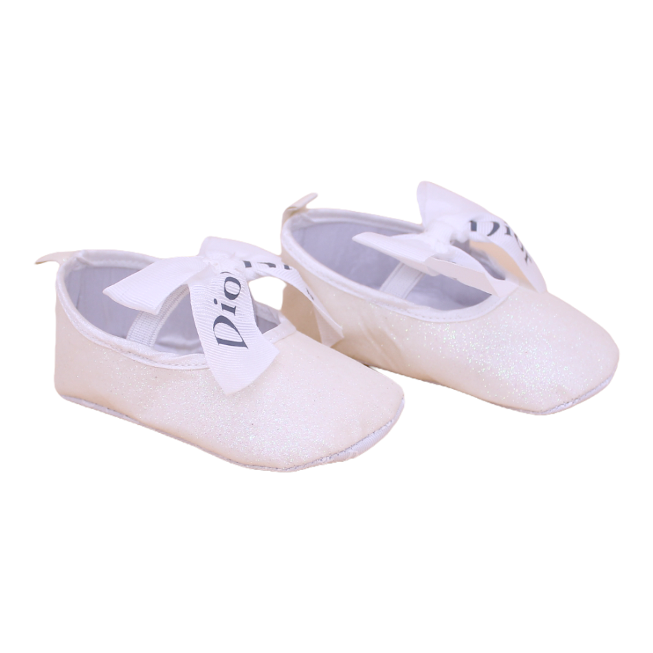 Sparkle Slip On Bow Shoes (White) - Prewalker