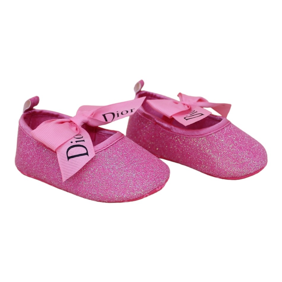 Sparkle Slip On Bow Shoes (Pink) - Prewalker