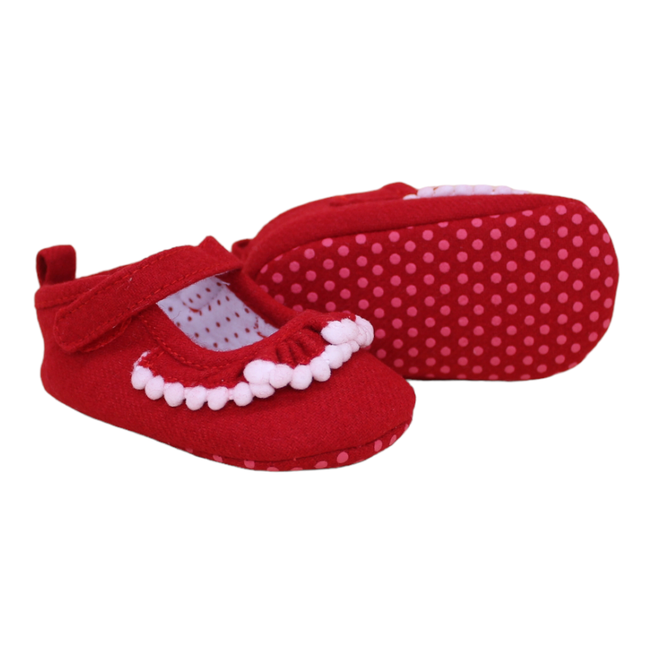 Ruffle Slip On Shoes (Red) - Prewalker