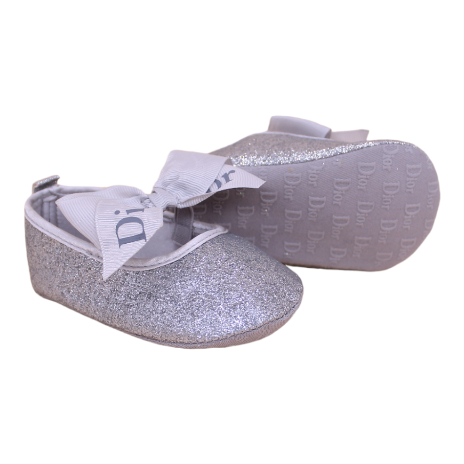 Sparkle Slip On Bow Shoes (Silver) - Prewalker