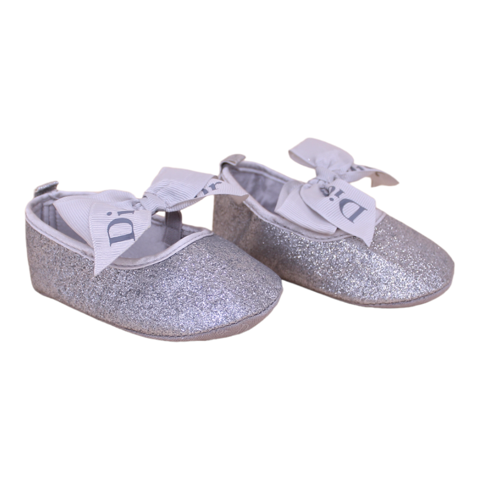 Sparkle Slip On Bow Shoes (Silver) - Prewalker