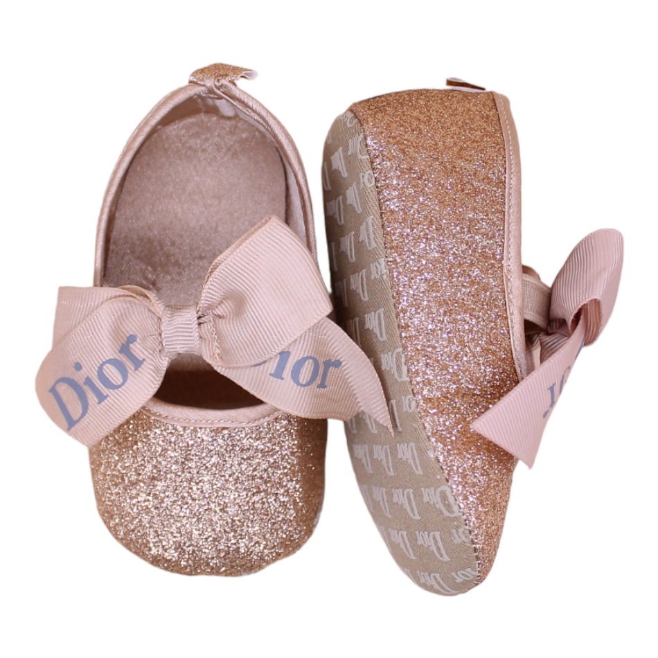 Sparkle Slip On Bow Shoes (Copper) - Prewalker