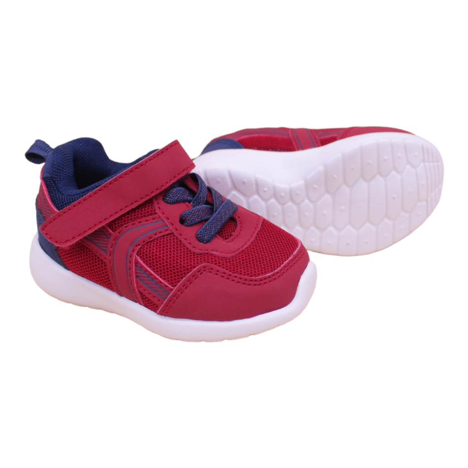Pat Pat Colorblock Sneakers with Velcro Straps (Red) - Walking Sole