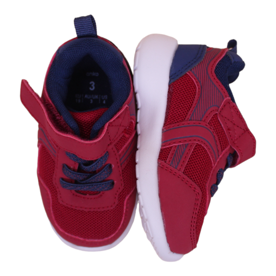 Pat Pat Colorblock Sneakers with Velcro Straps (Red) - Walking Sole