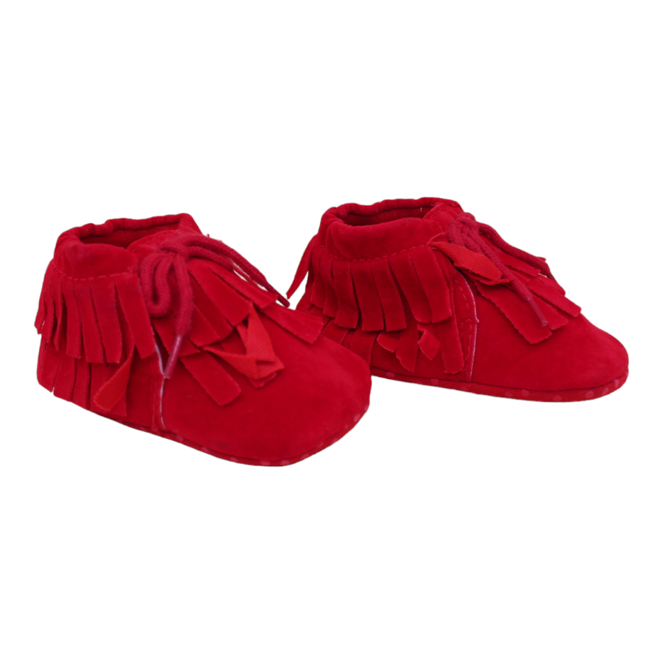 Pat Pat Fringe Soft Sole Baby Boots - Red