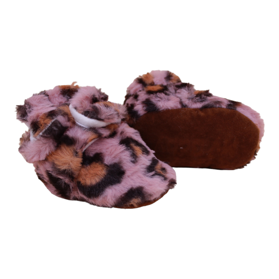 Pat Pat Cozy Soft Sole Baby Booties - Pink Leopard