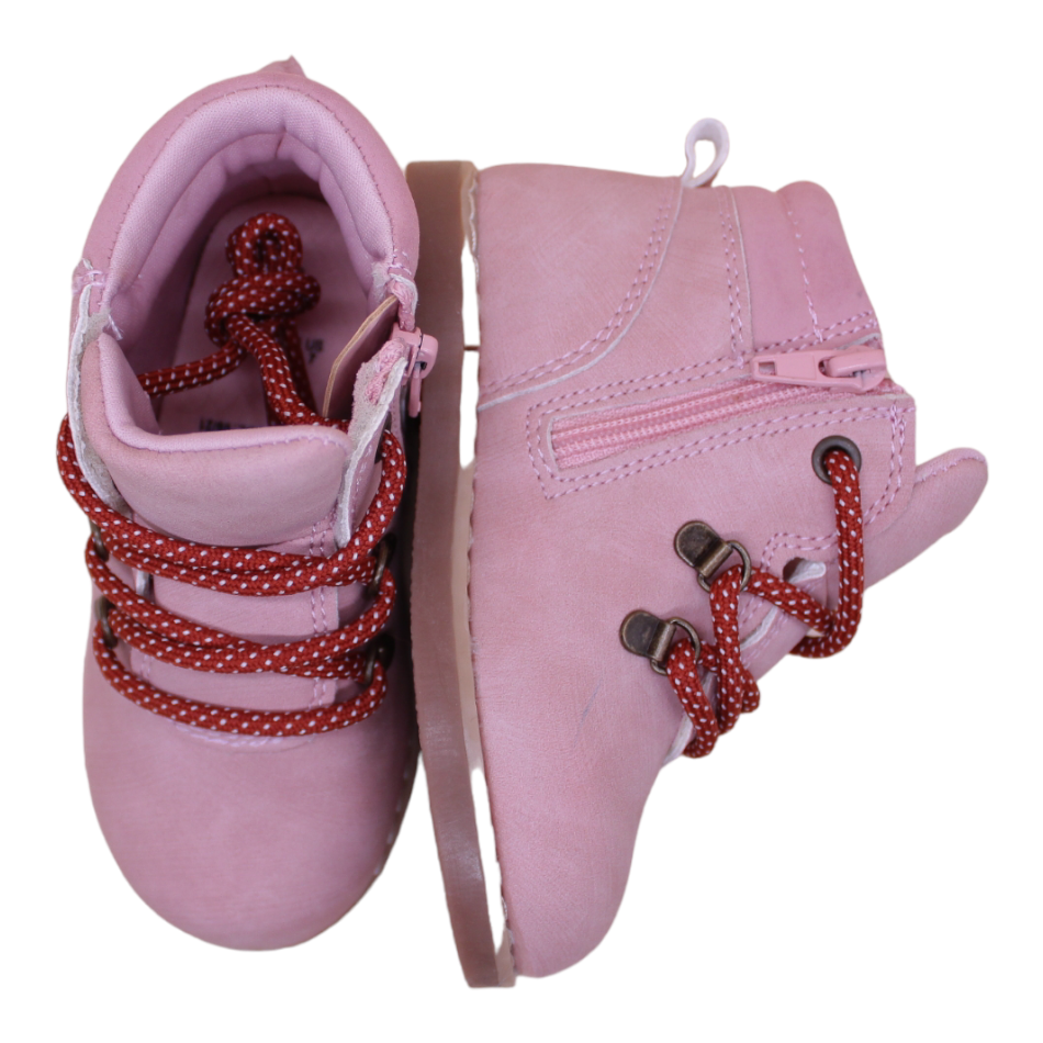 Lace Up Boots - Pink