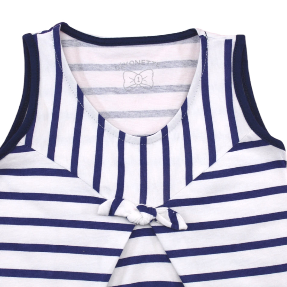 Divonette Printed Sleeveless Cotton Dress - Stripes