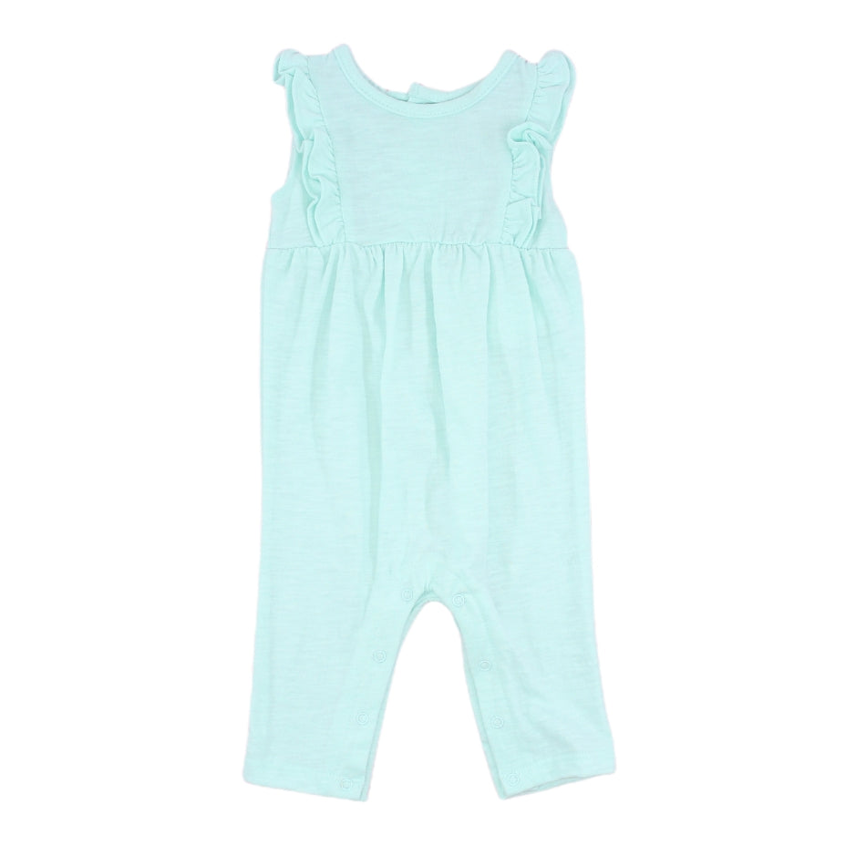 Starting Out Solid Color Ruffle Sleeves Jumpsuit - Green