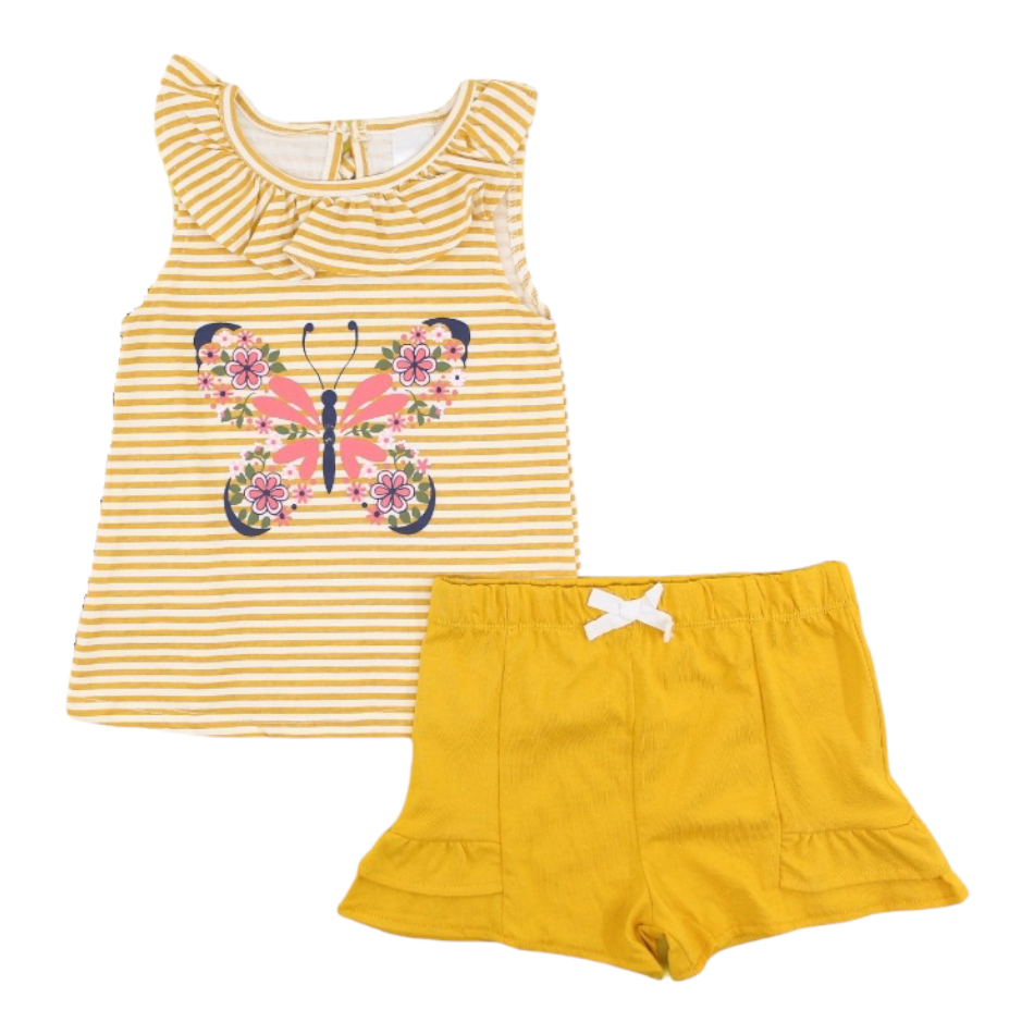 2 Pc T-Shirts And Shorts Set - Butterfly