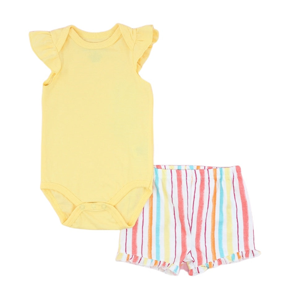 Paradise Baby  2 Pc Romper & Shorts - Multi Stripes