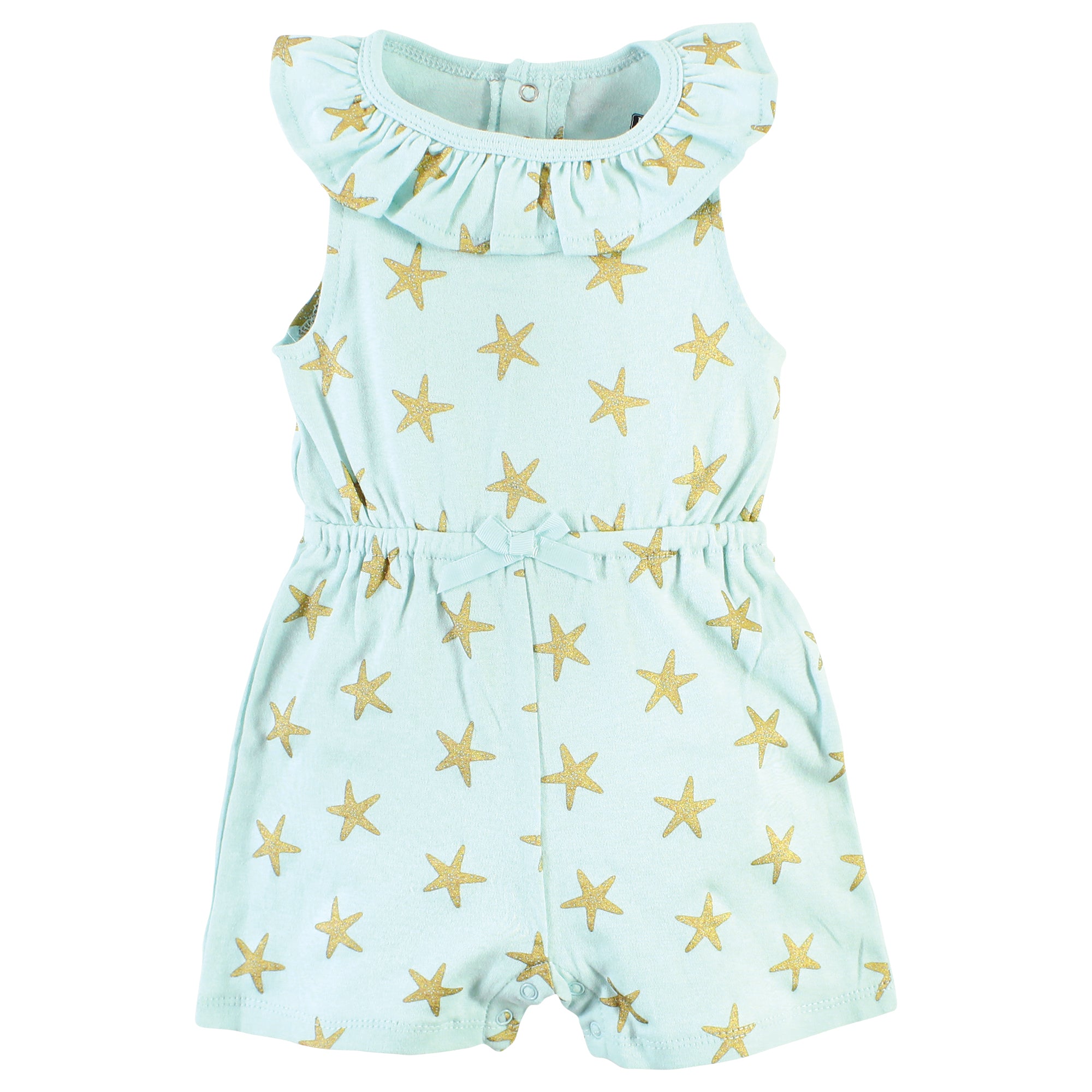 Hudson Baby Printed Cotton Ruffle Sleeves Jumpsuit - Star Fish