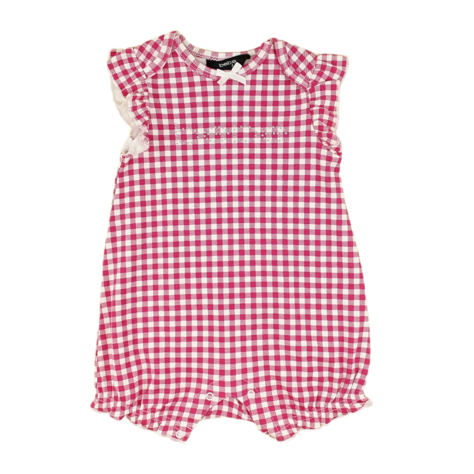 Bebe Baby Checked Romper With Flutter Sleeves