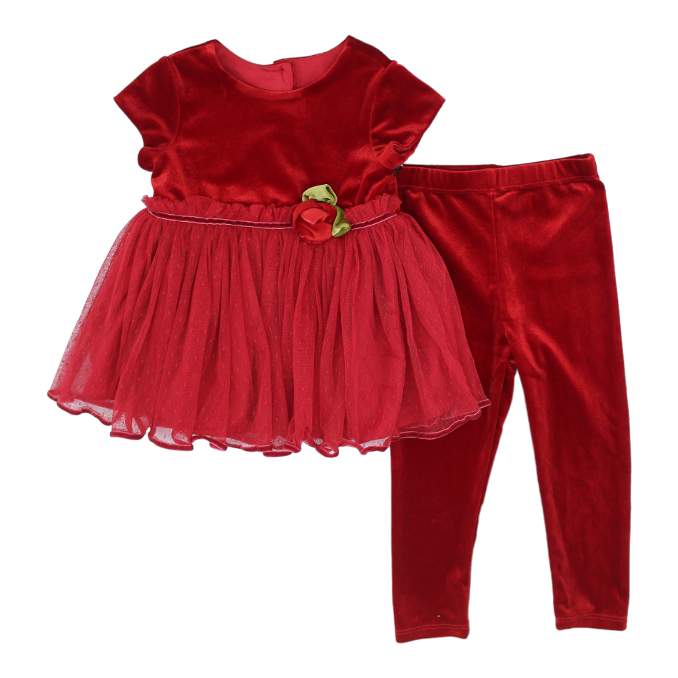 Pippa & Julie 2 Pc Velour Tunic And Tights Set