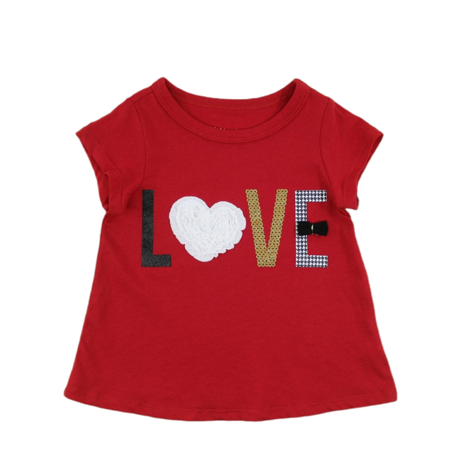 First Impressions Graphic Print T-Shirt With Applique Details - Love