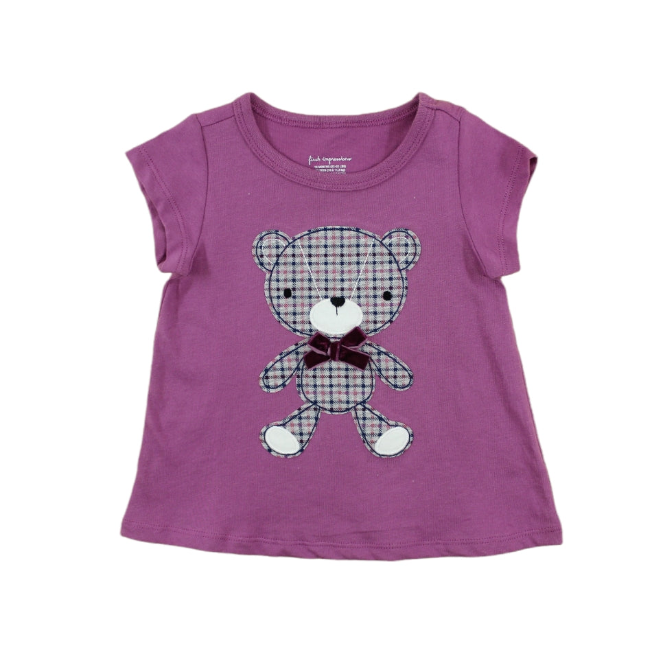 First Impressions T-Shirt With Applique Details - Teddy Bear