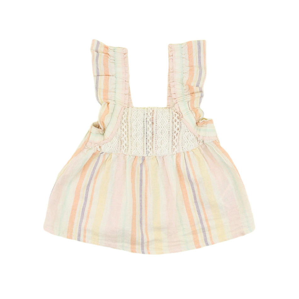 Art Class 2 Pc Top And Shorts Set With Lace Details - Multi Stripes