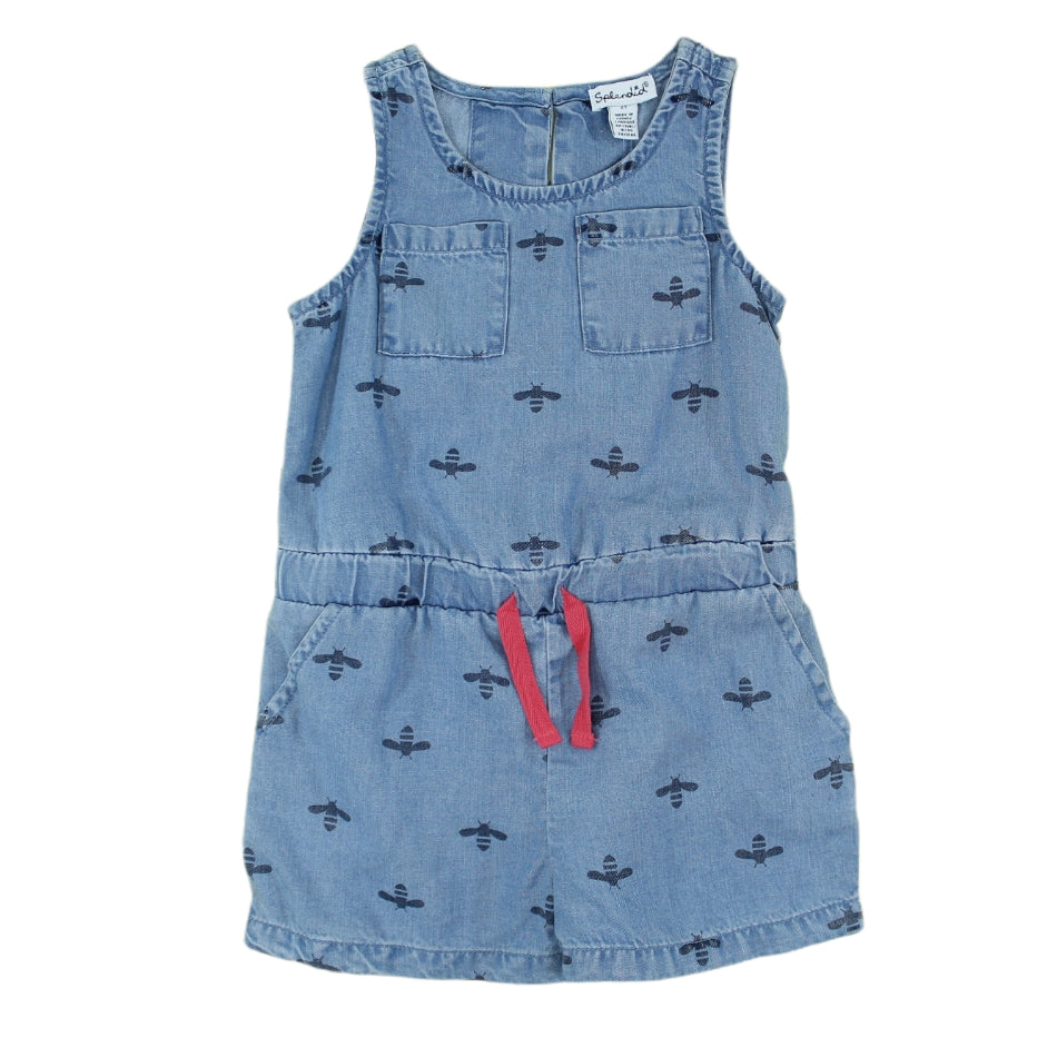 Splendid Chambray Jumpsuit With Belt - Bees