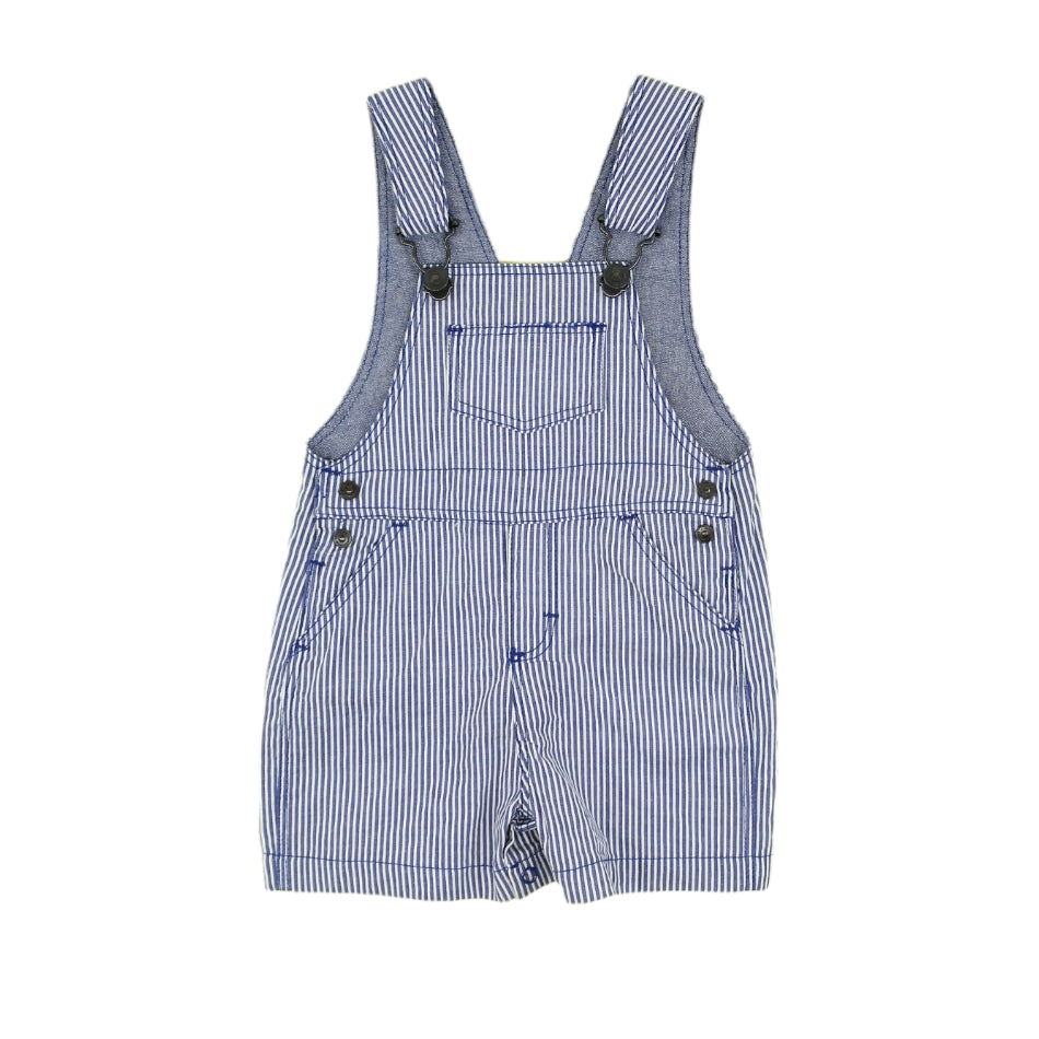 Yampi Striped Dungarees - White/Blue