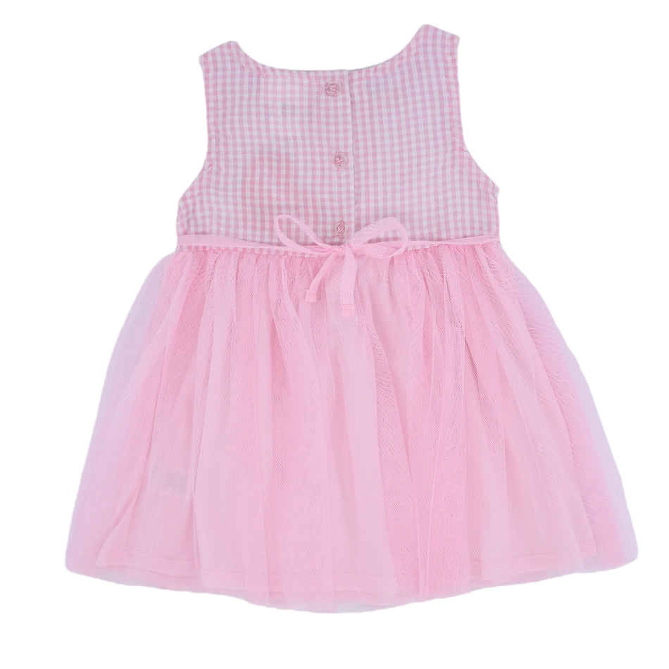 Youngland Baby Dress With Lace Details - Pink Checks