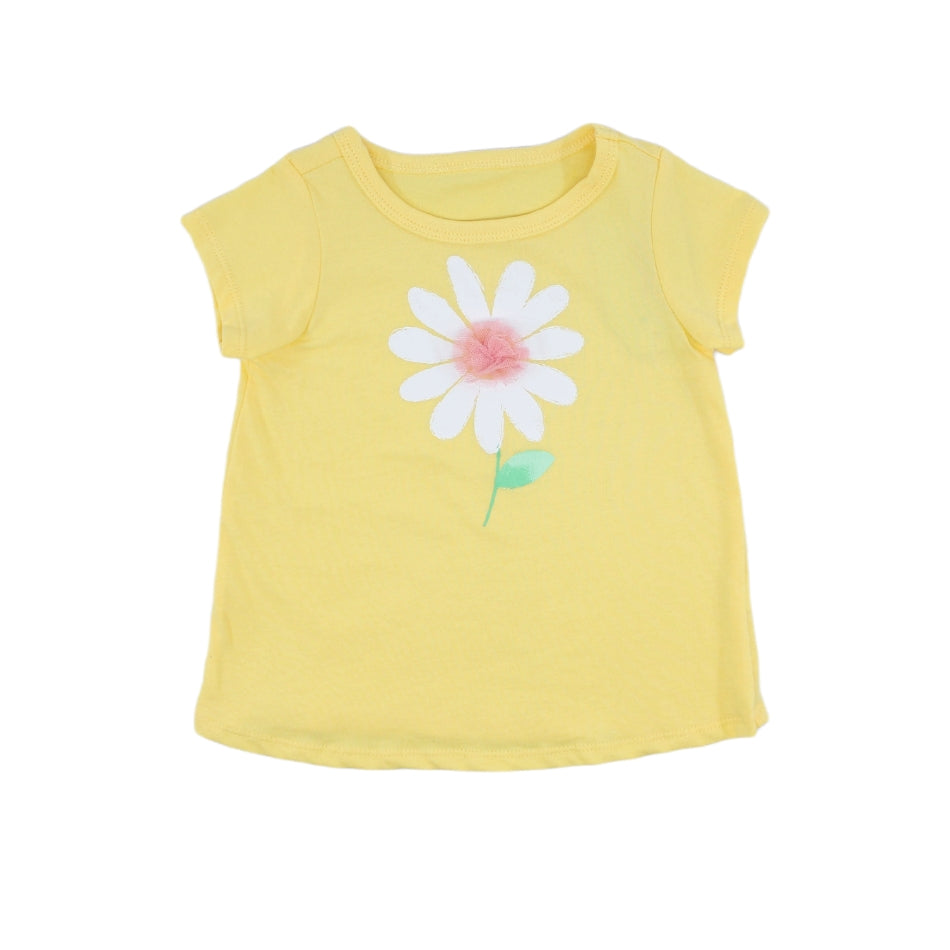 First Impressions Graphic Print T-Shirt With Applique Detail- Daisy