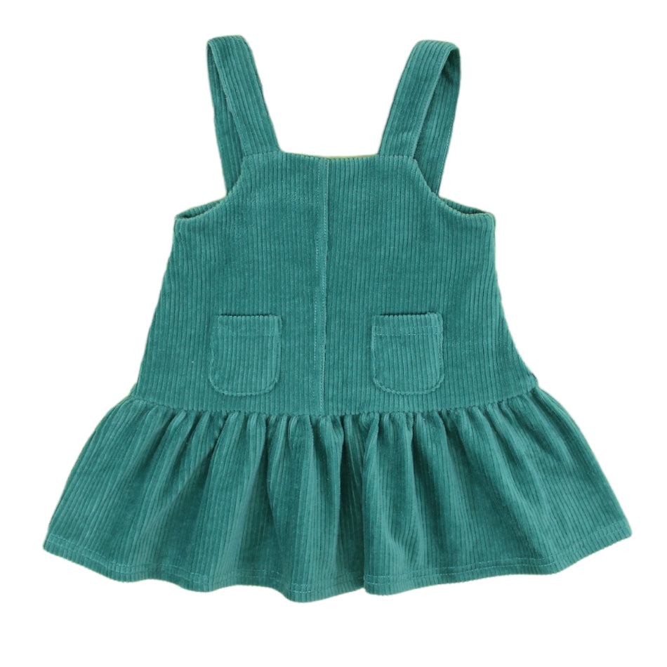 Corduroy Dungaree Dress - Green