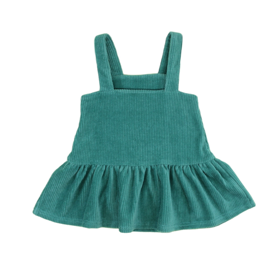 Corduroy Dungaree Dress - Green